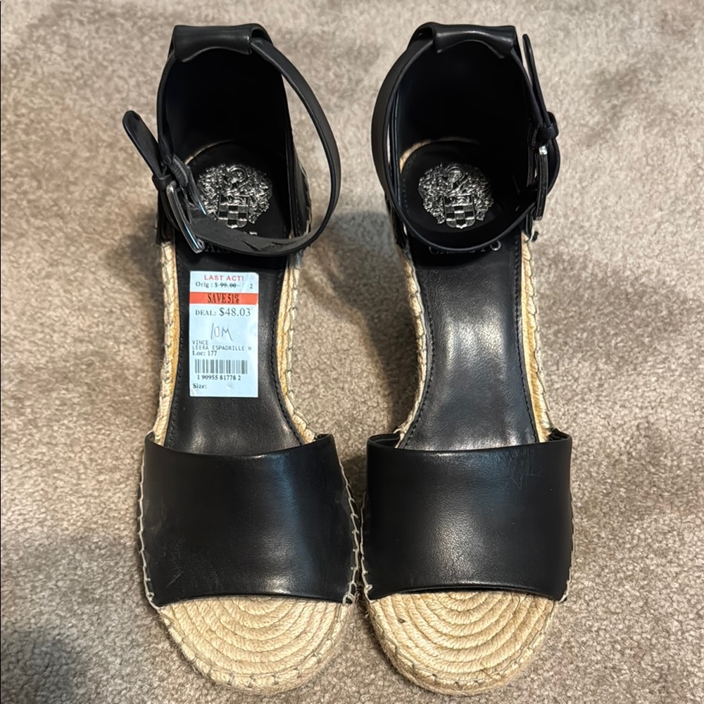 Black Ankle Strap Espadrilles with Platform Sole